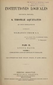 Cover of: Institutiones logicales by Tilmann Pesch