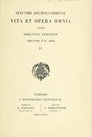 Cover of: Sinuthii archimandritae vita et opera omnia