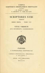 Cover of: ... Vitae virorum apud Monophysitas celeberrimorum, I