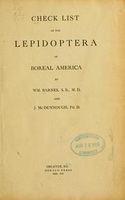 Cover of: Check list of the Lepidoptera of boreal America by Barnes, William
