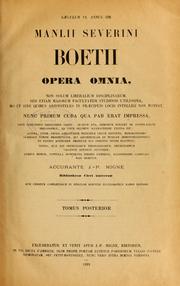 Cover of: Opera omnia by Boethius