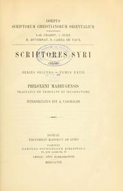 ... Tractatus tres de Trinitate et incarnatione by Philoxenus Bp. of Hierapolis