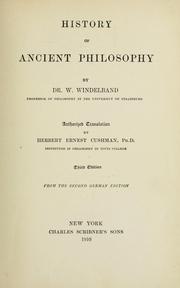 Cover of: History of ancient philosophy by W. Windelband