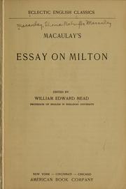 Cover of: Macaulay's essay on Milton