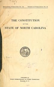 Cover of: The constitution of the state of North Carolina