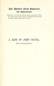 Cover of: A life of John Davis, the navigator, 1550-1605, discoverer of Davis straits