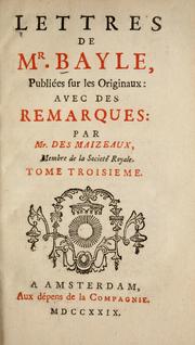 Cover of: Lettres de Mr. Bayle