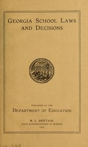 Cover of: Compilation of laws and decisions relating to the public school system of Georgia ... | Georgia
