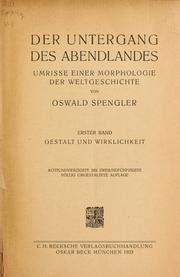 Cover of: Der Untergang des Abendlandes by Oswald Spengler