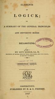 Cover of: Elements of logick