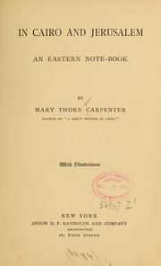 Cover of: In Cairo and Jerusalem: An eastern note-book