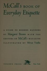 Cover of: McCall's book of everyday etiquette: a guide to modern manners