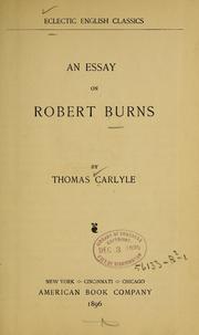 Cover of: An essay on Robert Burns