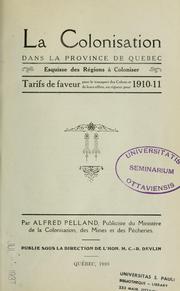 Cover of: La colonisation dans la province de Québec by Alfred Pelland