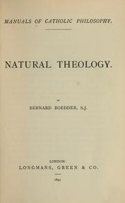 Cover of: Natural theology by Bernard Boedder