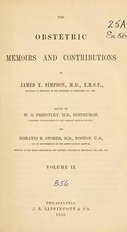 Cover of: The obstetric memoirs and contributions of James Y. Simpson by Sir James Young Simpson