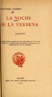 Cover of: La noche de la verbena: sainete