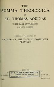Cover of: The "Summa theologica" of St. Thomas Aquinas by Thomas Aquinas