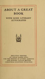 Cover of: About a great book by Luther Albertus Brewer