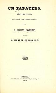 Cover of: Un zapatero: fábula en un acto