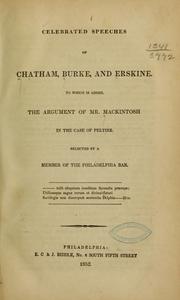 Cover of: Celebrated speeches of Chatham, Burke, and Erskine