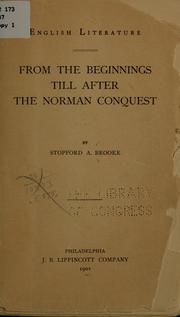 Cover of: English literature: From the beginnings till after the Norman conquest