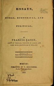Cover of: Essays, moral, economical and political