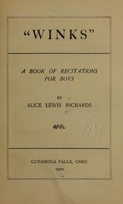 Cover of: "Winks": a book of recitations for boys