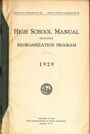 Cover of: High school manual including reorganization program, 1929