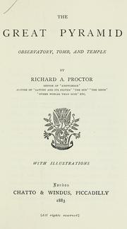Cover of: The Great pyramid by Richard A. Proctor