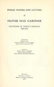 Public papers and letters of Oliver Max Gardner by North Carolina. Governor (1929-1933 : Gardner)