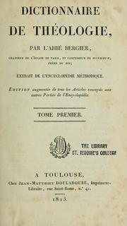 Cover of: Dictionnaire de théologie...: extrait de l'Encyclopédie méthodique