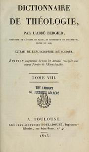 Cover of: Dictionnaire de théologie...: extrait de l'Encyclopédie méthodique