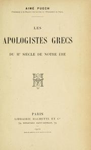 Cover of: Les apologistes grecs du IIe siècle de notre ère