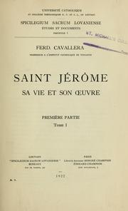 Cover of: Saint Jérôme: sa vie et son oeuvre