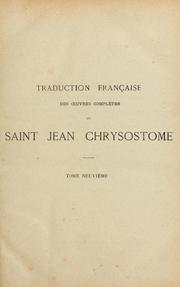 Cover of: Oeuvres complétes de Saint Chrysostome