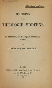 Cover of: Les origines de la théologie moderne