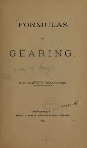 Cover of: Formulas in gearing