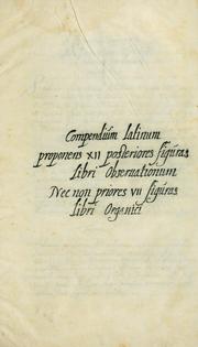 Cover of: Compendium Latinum proponens XII posteriores figuras Libri obseruationum nec non priores VII figuras Libri organici by Ferdinand Verbiest
