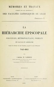 Cover of: La hiérarchie épiscopale: provinces, métropolitains