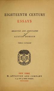 Cover of: Eighteenth century essays...