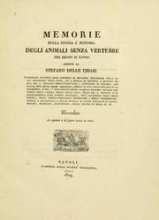 Cover of: Memorie sulla storia e notomia degli animali senza vertebre del regno di Napoli
