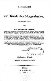 Cover of: Zeitschrift für die Kunde des Morgenlandes by hrsg. von Christian Lassen, ...