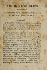 Cover of: Valuable suggestions addressed to the soldiers of the Confederate States