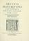 Cover of: Recueil d'antiquités egyptiennes, etrusques, grecques et romaines