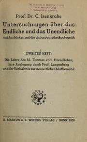 Cover of: Die Lehre des hl. Thomas von Unendlichen by Caspar Isenkrahe