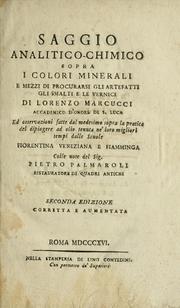 Cover of: Saggio analitico-chimico sopra i colori minerali