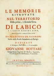 Cover of: Le memorie ritrovate nel territorio della prima, e seconda citta di Labico e i loro giusti siti by Francesco Ficoroni