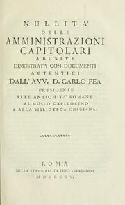 Cover of: Nullità delle amministrazioni Capitolari: abusive dimostrata con documenti autentici