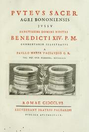 Cover of: Puteus sacer agri bononiensis by Paolo Paciaudi